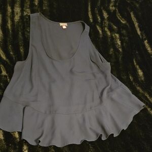 Vince Camuto Navy Ruffle Hem Tank Top